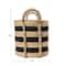 Household Essentials 20" Black & Natural Stripes Braided Basket with Handles